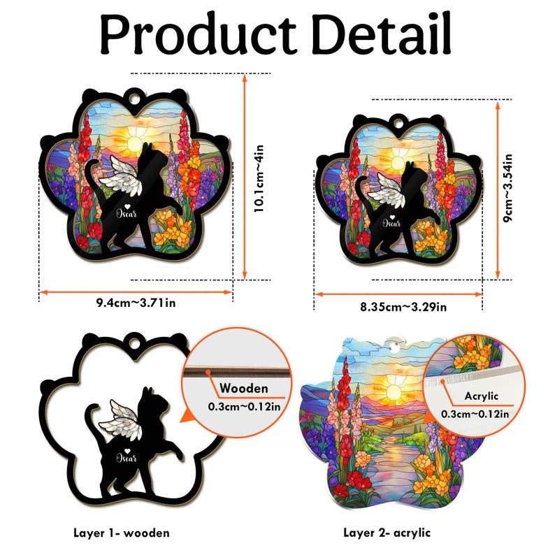 Personalized Cat Loss Sympathy Gift, Pet Memorial Suncatcher, Cat Memorial Gift, Loss of Cat Gift, Cat Remembrance Gift, Window Hanging