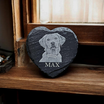 Personalized Pet Memorial Stone – Custom Dog, Cat, or Pet Headstone, Laser Engraved Slate Plaque for Garden or Grave, Custom Keepsake Gift