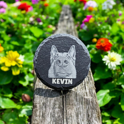 Personalized Pet Memorial Stone – Custom Dog, Cat, or Pet Headstone, Laser Engraved Slate Plaque for Garden or Grave, Custom Keepsake Gift