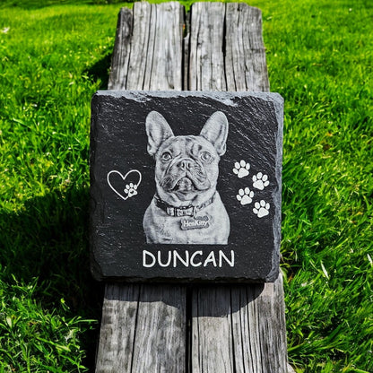 Personalized Pet Memorial Stone – Custom Dog, Cat, or Pet Headstone, Laser Engraved Slate Plaque for Garden or Grave, Custom Keepsake Gift