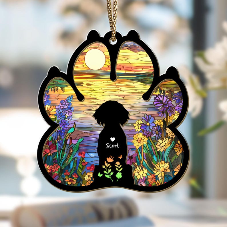 Personalized Dog Loss Suncatcher, Custom Dog Memorial Gift, Pet Memorial Gift, Loss of Dog Sympathy Gift, Dog Remembrance Gift, Dog Mom Gift