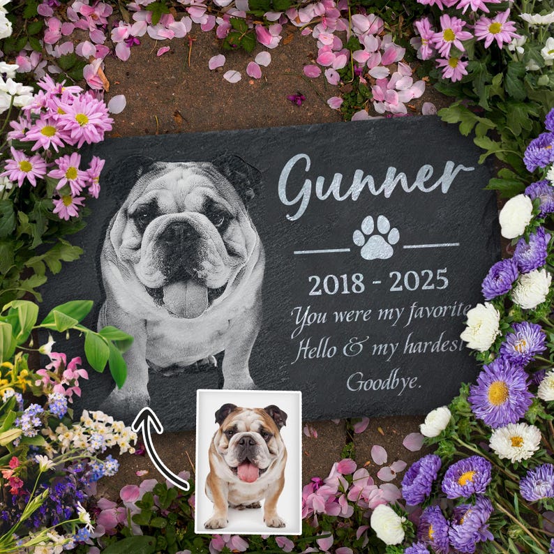 Pet Memorial Stone Dog Memorial Stone, Memorial Garden Stone Pet Headstone with Photo, Pet Grave Stone Pet Grave Marker, Pet Sympathy Gift