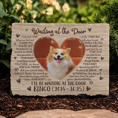 Engraved Slate Pet Memorial Stone: Custom Photo, Name & Dates