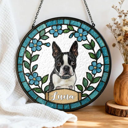 Stained Glass Pet Portrait • Personalized Dog & Cat Suncatcher • Remembrance Gift • Custom Window Hanging Art