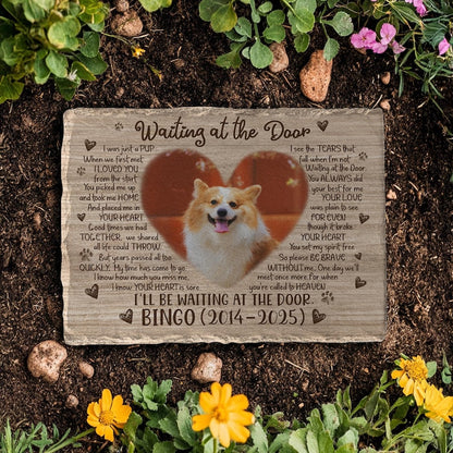 Engraved Slate Pet Memorial Stone: Custom Photo, Name & Dates