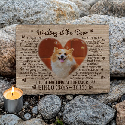 Engraved Slate Pet Memorial Stone: Custom Photo, Name & Dates