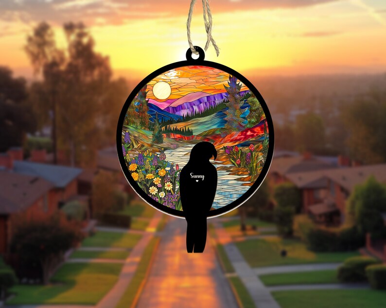 Personalized Birds Memorial Suncatcher, Parrot Suncatcher, Bird Lovers Gift, Bird Loss Gift, Loss Of Pet Gift, Pet Loss Sympathy Gift