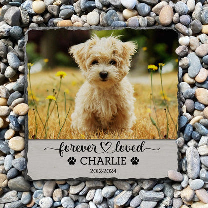 Personalized Pet Memorial Stone: Custom Photo Rock Slate