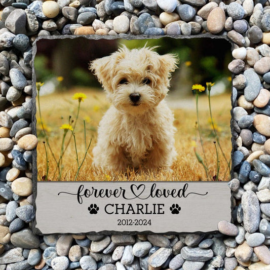 Personalized Pet Memorial Stone: Custom Photo Rock Slate