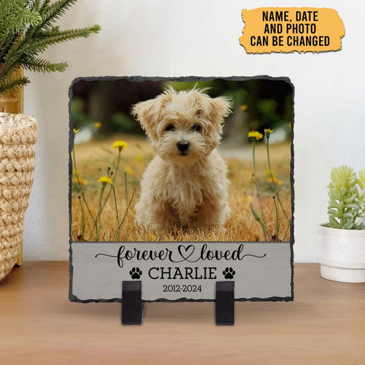 Personalized Pet Memorial Stone: Custom Photo Rock Slate
