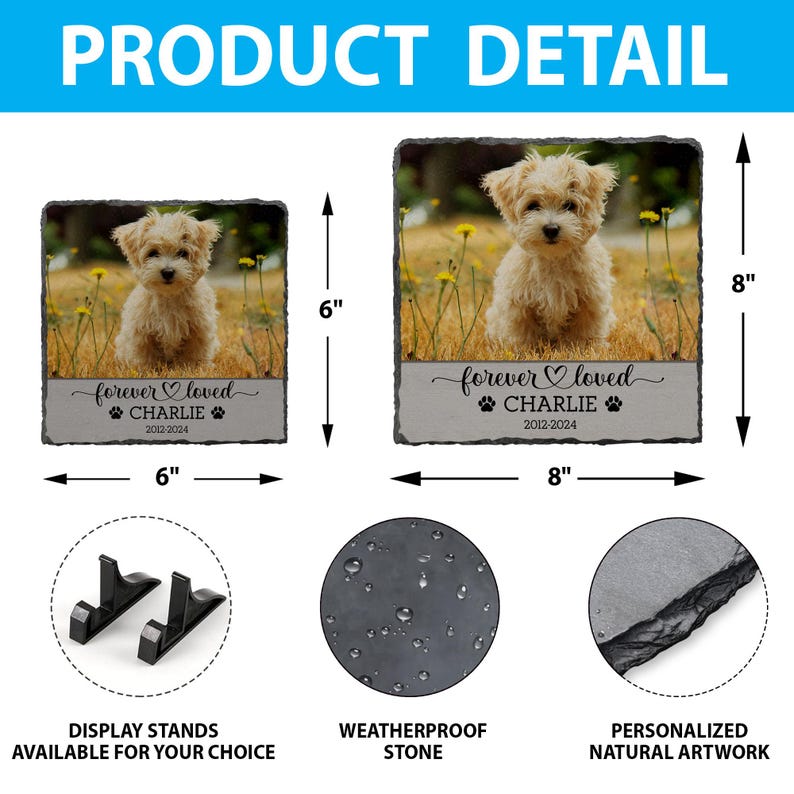 Personalized Pet Memorial Stone: Custom Photo Rock Slate