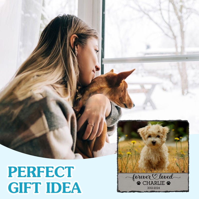 Personalized Pet Memorial Stone: Custom Photo Rock Slate