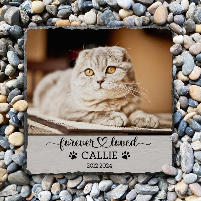 Personalized Pet Memorial Stone: Custom Photo Rock Slate