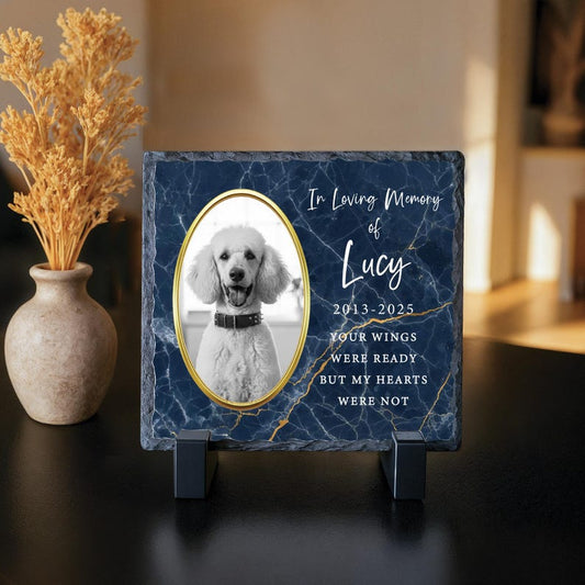 Personalized Pet Memorial Photo Slate Stone - Dog Cat Remembrance Gift