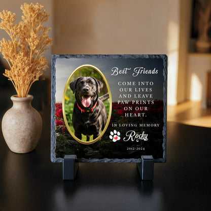 Personalized Pet Memorial Photo Slate Stone - Dog Cat Remembrance Gift