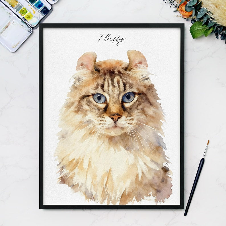 Custom Watercolor Pet Portrait, Hand-Painted Pet Portrait, Dog Portraits from Photos, Cat Portraits, Custom Pet Memorial Art, Pet Loss Gift
