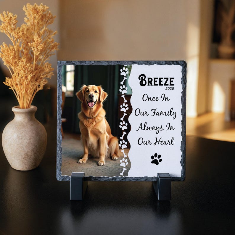 Custom Pet Memorial Slate – Personalized Dog Remembrance Stone