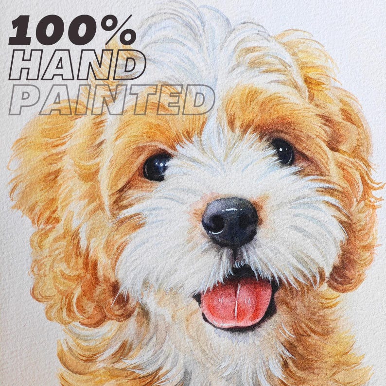 100% Handmade Watercolor Pet Portrait, Dog Portrait, Cat Portrait, Custom Pet Portrait from Photo, Watercolor Pet Painting, Hand Drawn Pet