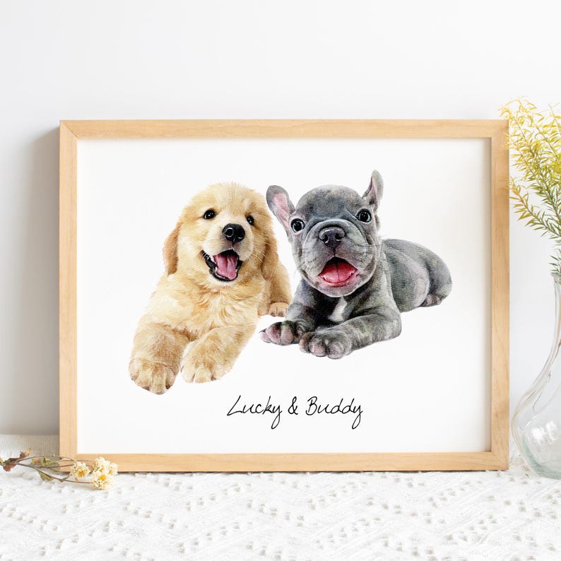 100% Handmade Watercolor Pet Portrait, Dog Portrait, Cat Portrait, Custom Pet Portrait from Photo, Watercolor Pet Painting, Hand Drawn Pet