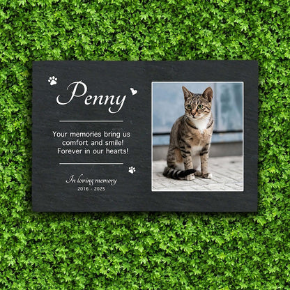 Personalized Pet Photo Memorial Garden Stone, Tribute Rock Slate