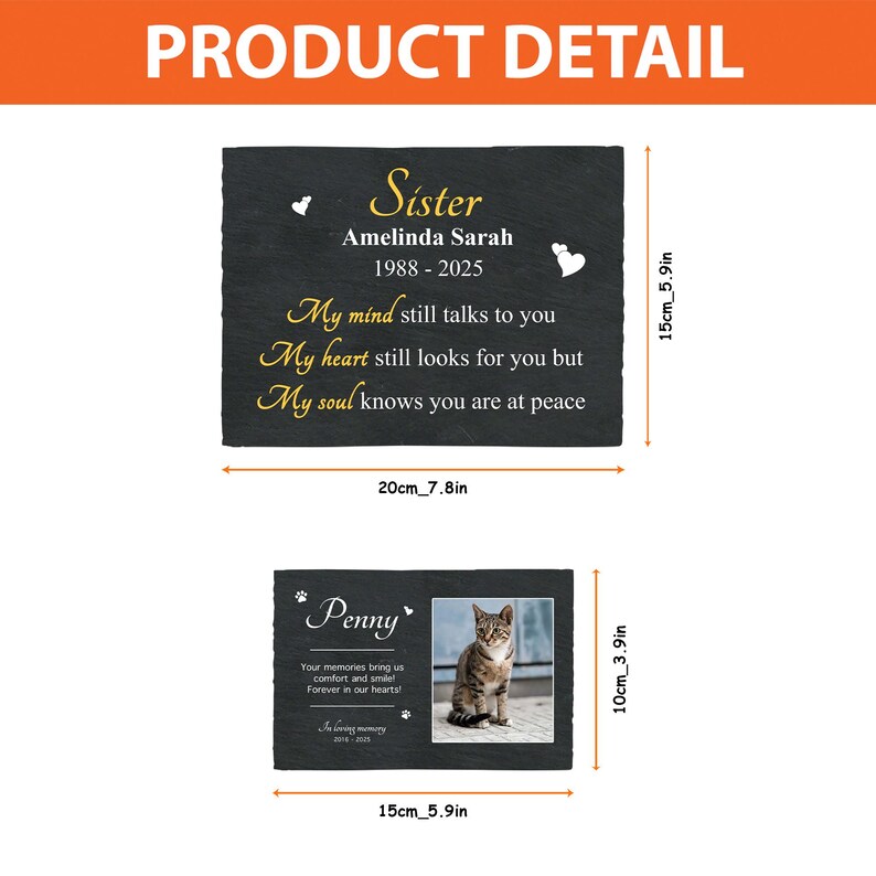 Personalized Pet Photo Memorial Garden Stone, Tribute Rock Slate