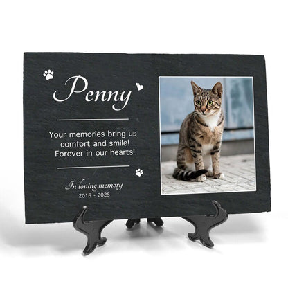 Personalized Pet Photo Memorial Garden Stone, Tribute Rock Slate