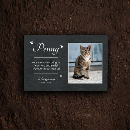 Personalized Pet Photo Memorial Garden Stone, Tribute Rock Slate