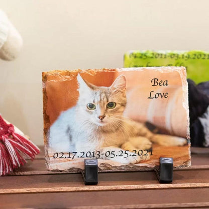 Custom Pet Photo Rock Slate, Personalized Memorial Pet Stone For Dog & Cat, Pet Loss Memorial Keepsake, Grieving Gifts for Pet Lover Owner