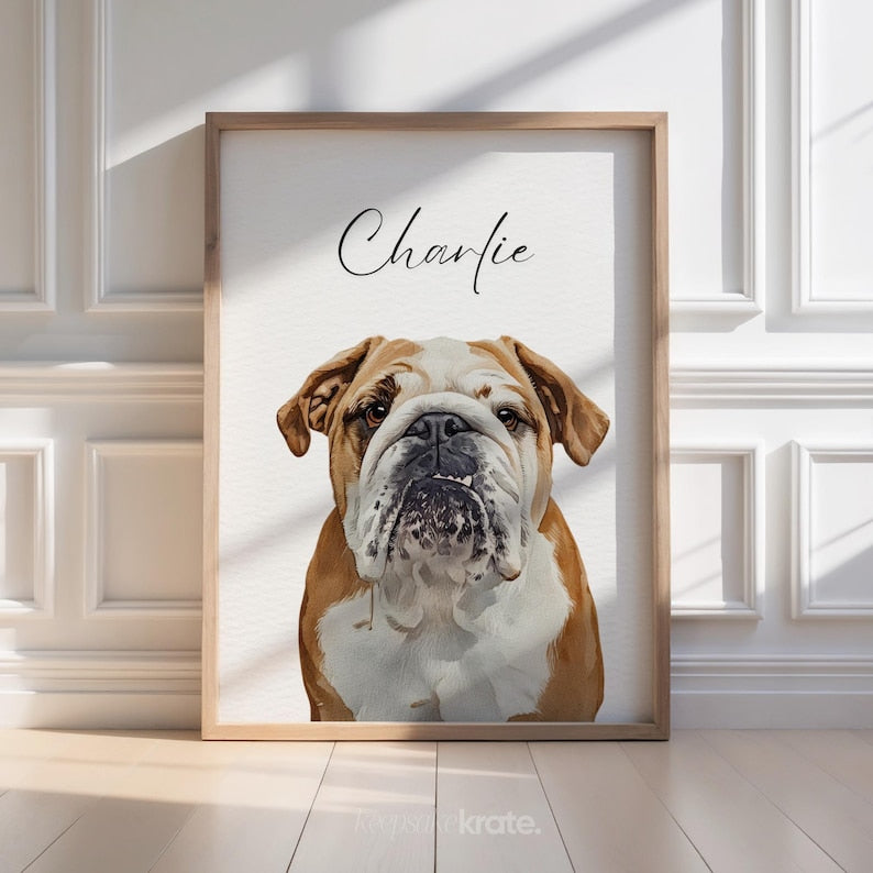 Custom Watercolor Multiple Pet Portrait from Photo | Personalized Dog or Cat Portraits Last Minute Printable Christmas Gift Pet Memorial Art