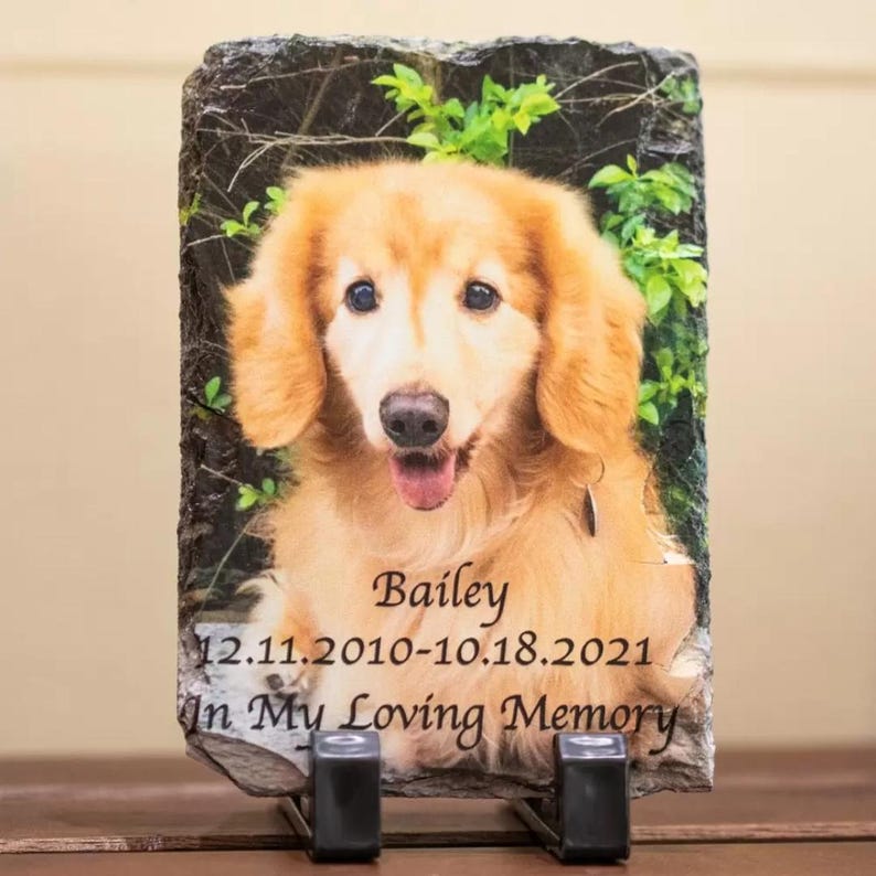 Custom Pet Photo Rock Slate, Personalized Memorial Pet Stone For Dog & Cat, Pet Loss Memorial Keepsake, Grieving Gifts for Pet Lover Owner