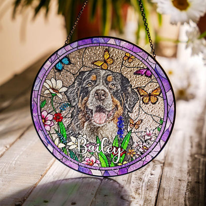 Personalized Suncatcher Ornament for Pet Lover, Loss Of Dog Memorial, Sympathy Gift, Custom Dog Remembrance Gifts for Dog Mom,Dog Dad CDS01