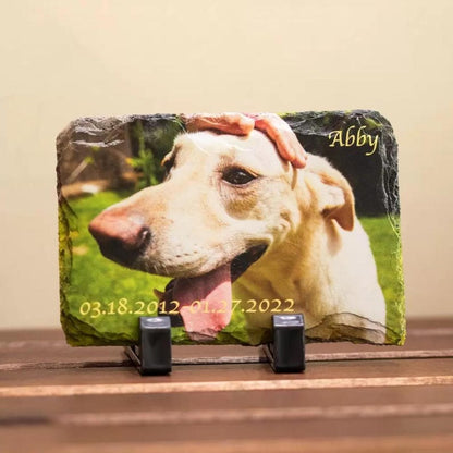 Custom Pet Photo Rock Slate, Personalized Memorial Pet Stone For Dog & Cat, Pet Loss Memorial Keepsake, Grieving Gifts for Pet Lover Owner