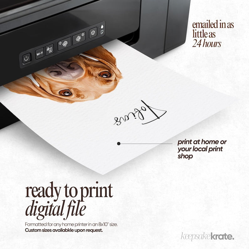 Custom Watercolor Multiple Pet Portrait from Photo | Personalized Dog or Cat Portraits Last Minute Printable Christmas Gift Pet Memorial Art