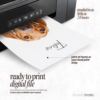 Custom Watercolor Multiple Pet Portrait from Photo | Personalized Dog or Cat Portraits Last Minute Printable Christmas Gift Pet Memorial Art