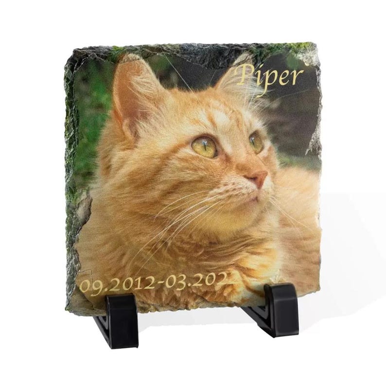 Custom Pet Photo Rock Slate, Personalized Memorial Pet Stone For Dog & Cat, Pet Loss Memorial Keepsake, Grieving Gifts for Pet Lover Owner
