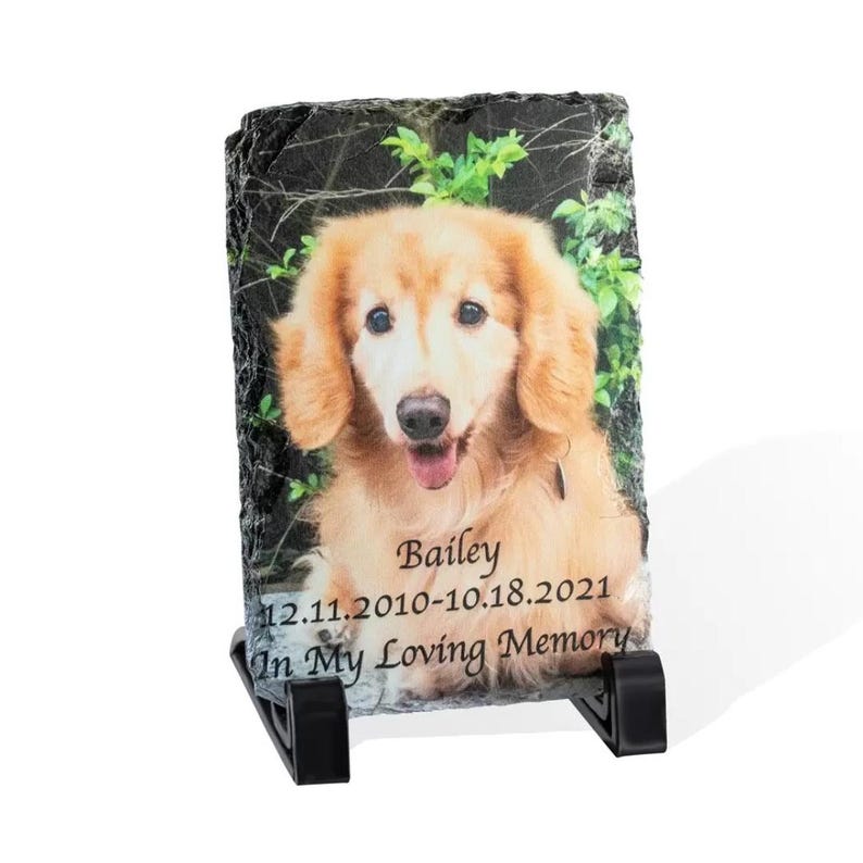 Custom Pet Photo Rock Slate, Personalized Memorial Pet Stone For Dog & Cat, Pet Loss Memorial Keepsake, Grieving Gifts for Pet Lover Owner