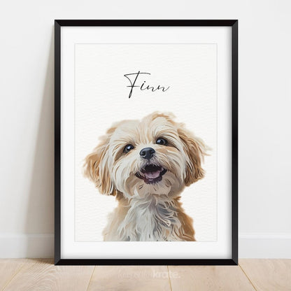 Custom Watercolor Multiple Pet Portrait from Photo | Personalized Dog or Cat Portraits Last Minute Printable Christmas Gift Pet Memorial Art