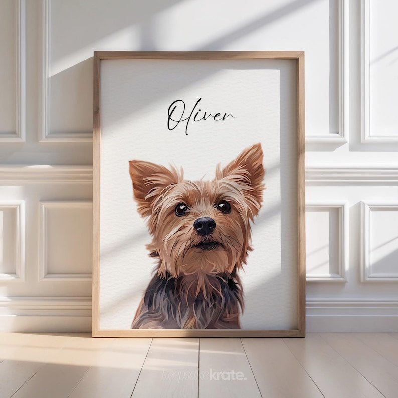 Custom Watercolor Multiple Pet Portrait from Photo | Personalized Dog or Cat Portraits Last Minute Printable Christmas Gift Pet Memorial Art