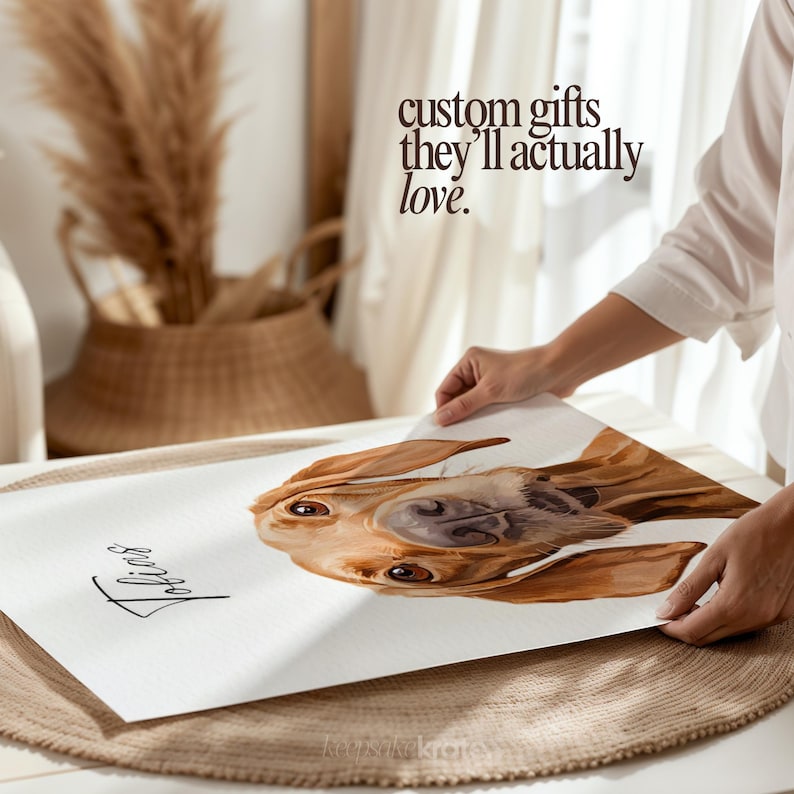 Custom Watercolor Multiple Pet Portrait from Photo | Personalized Dog or Cat Portraits Last Minute Printable Christmas Gift Pet Memorial Art