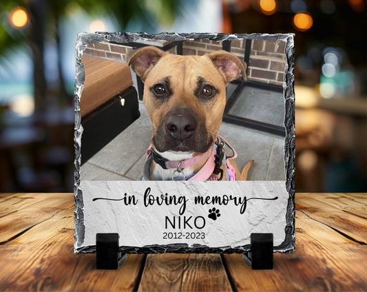 Personalized Pet Memorial Slate Stone, Dog Photo Plaque, Sympathy Gift