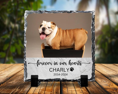 Personalized Pet Memorial Slate Stone, Dog Photo Plaque, Sympathy Gift