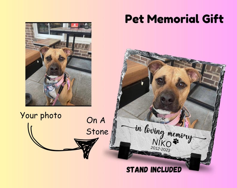 Personalized Pet Memorial Slate Stone, Dog Photo Plaque, Sympathy Gift