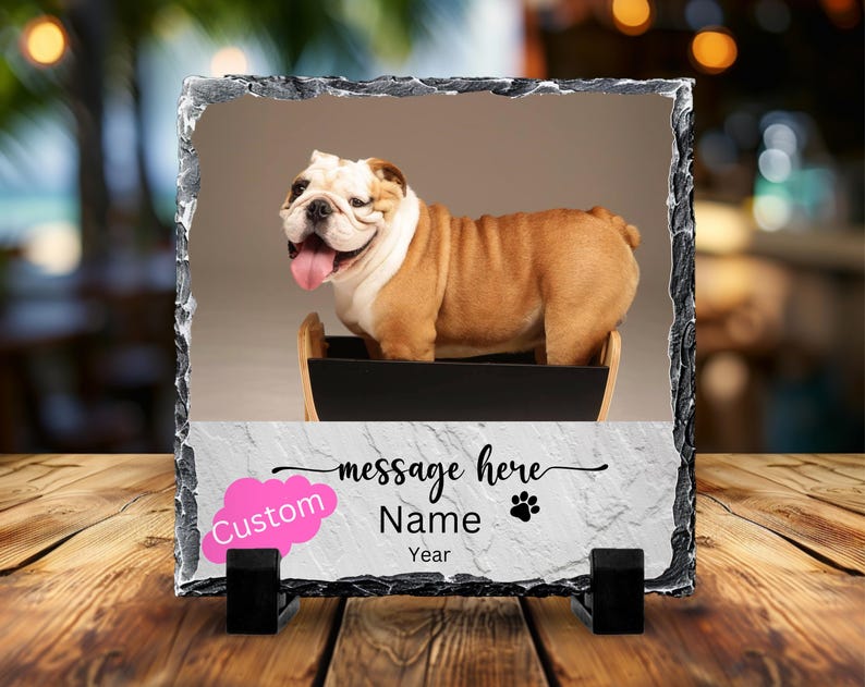 Personalized Pet Memorial Slate Stone, Dog Photo Plaque, Sympathy Gift