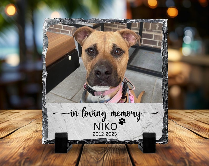Personalized Pet Memorial Slate Stone, Dog Photo Plaque, Sympathy Gift