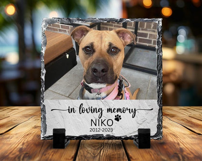 Personalized Pet Memorial Slate Stone, Dog Photo Plaque, Sympathy Gift