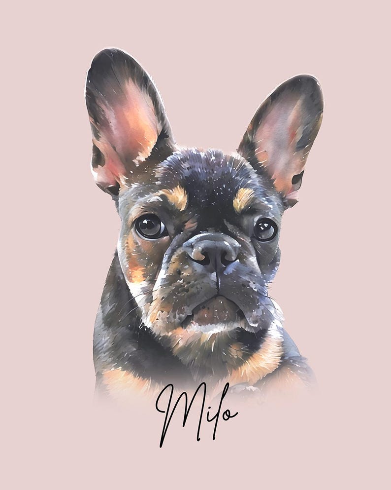 Custom Pet Portrait: Watercolor Dog, Cat, and Animal Art from Photo