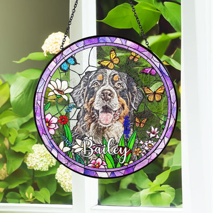 Custom Dog Art Suncatcher Stained Glass From Photo, Pet Memorial Ornament, Cat Art Suncatcher, Gift for Dog Lovers, House Decor CDS01