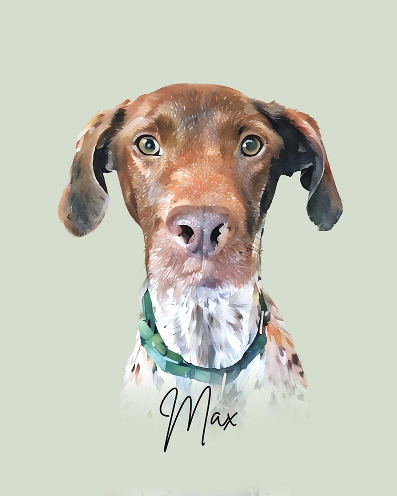 Custom Pet Portrait: Watercolor Dog, Cat, and Animal Art from Photo