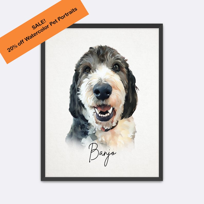 Custom Pet Portrait: Watercolor Dog, Cat, and Animal Art from Photo