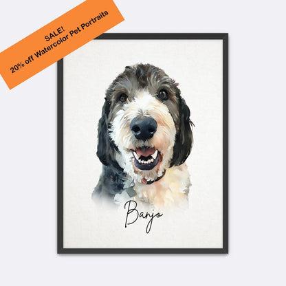 Custom Pet Portrait: Watercolor Dog, Cat, and Animal Art from Photo